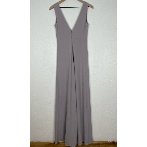 Birdy Grey V Neck Crepe Bridesmaid Dress with Slit in Lilac NWT Size Small - Picture 4 of 6